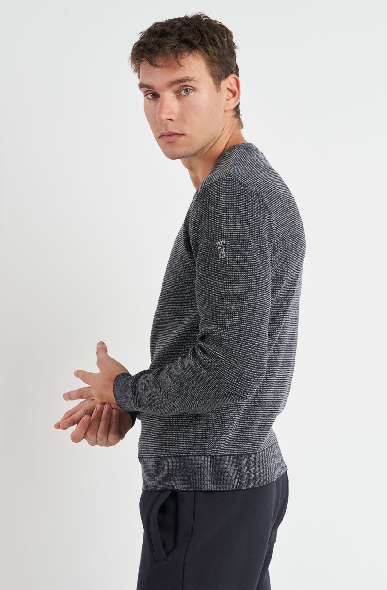 Maglia da uomo in misto lana girocollo