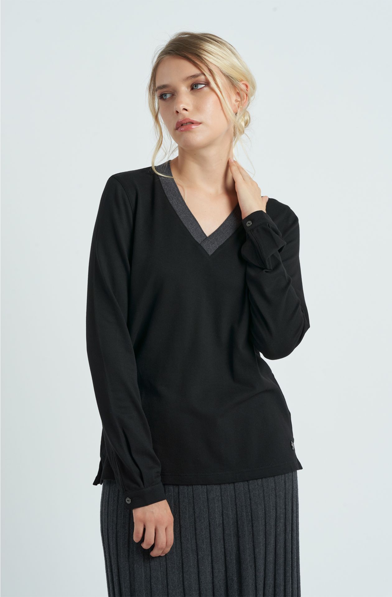 T-shirt da donna in cotone piquet