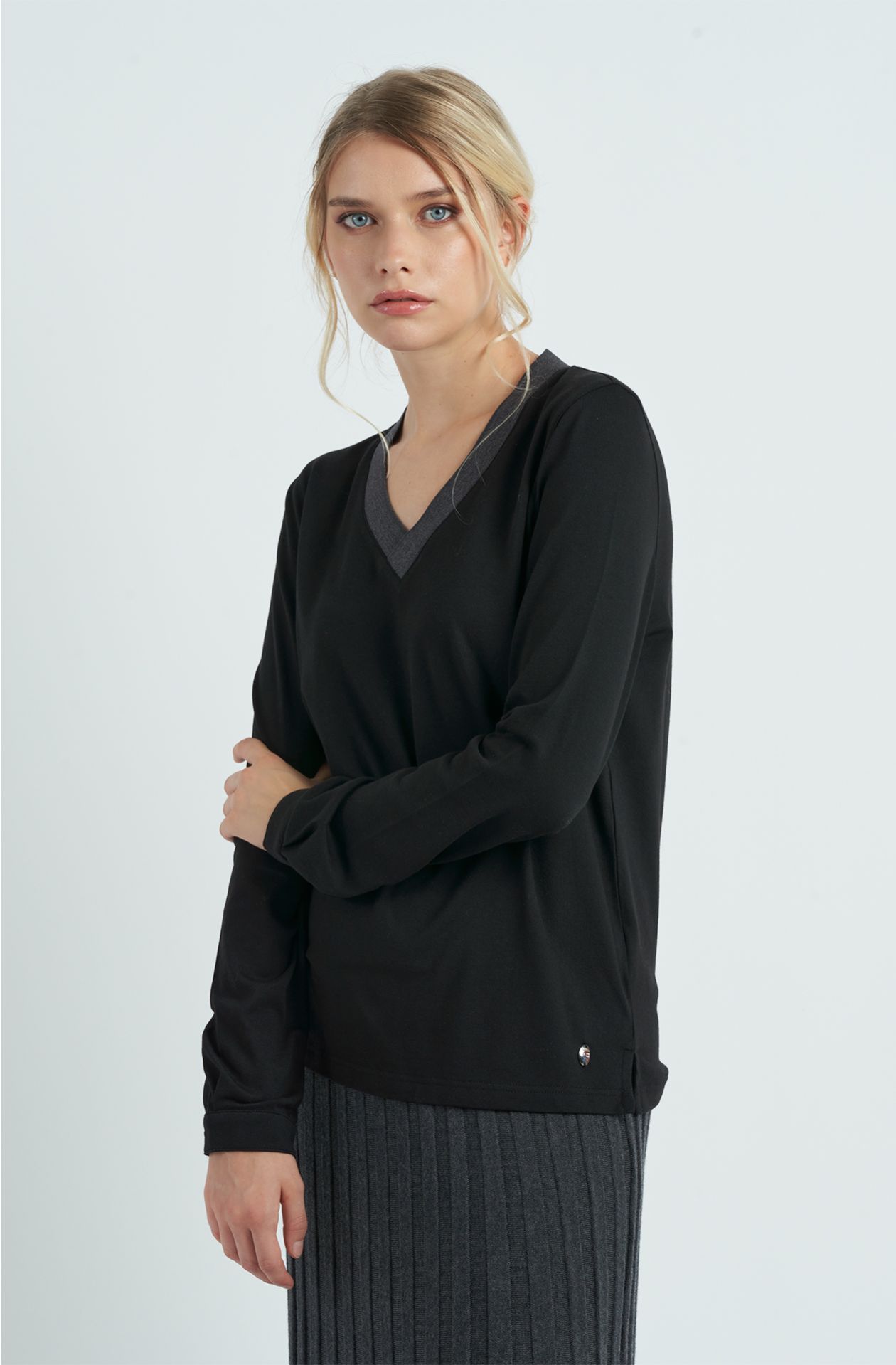 T-shirt da donna in cotone piquet