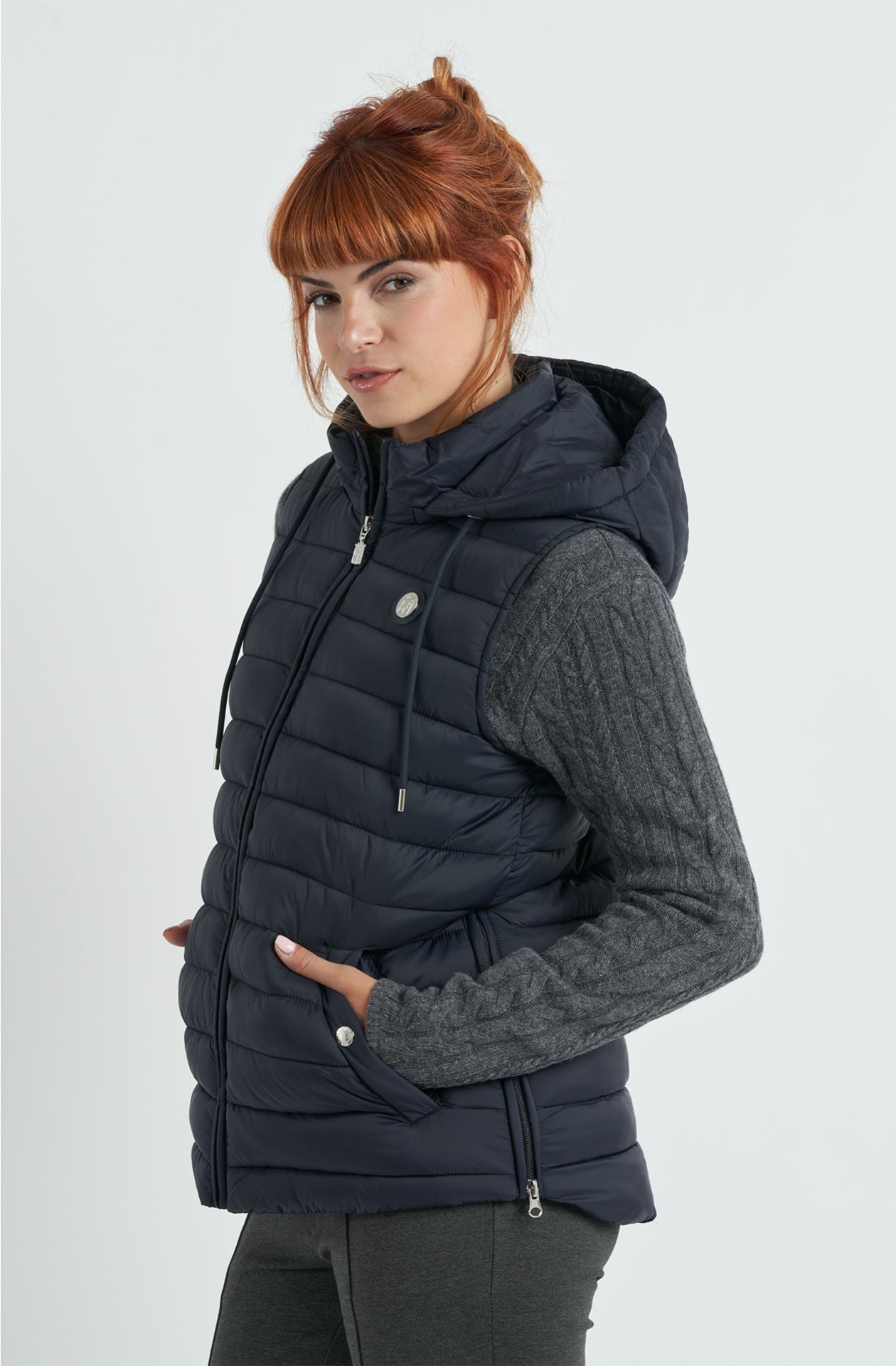 Smanicato trapuntato da donna in nylon