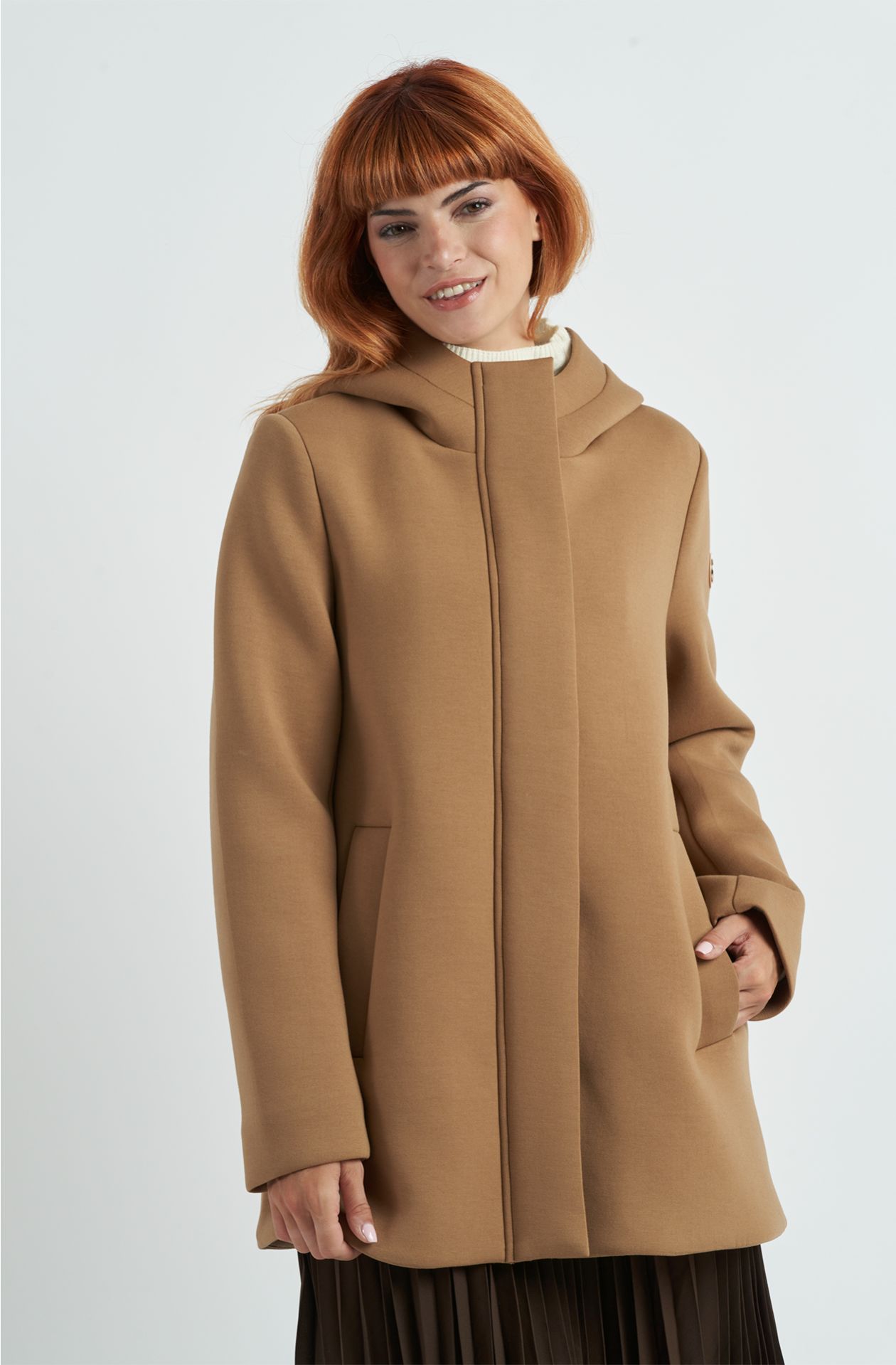 Women's Scuba Fabric Hooded Coat