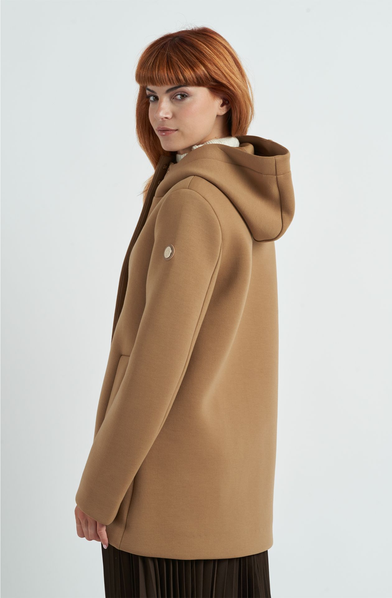 Women's Scuba Fabric Hooded Coat