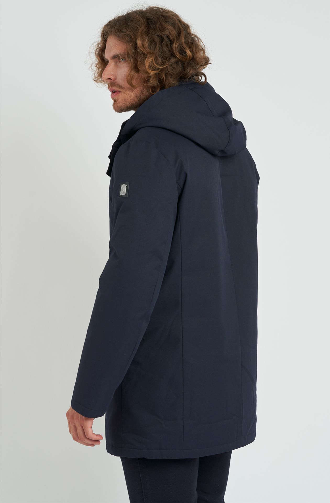 Giaccone da uomo in tessuto con trama in diagonale