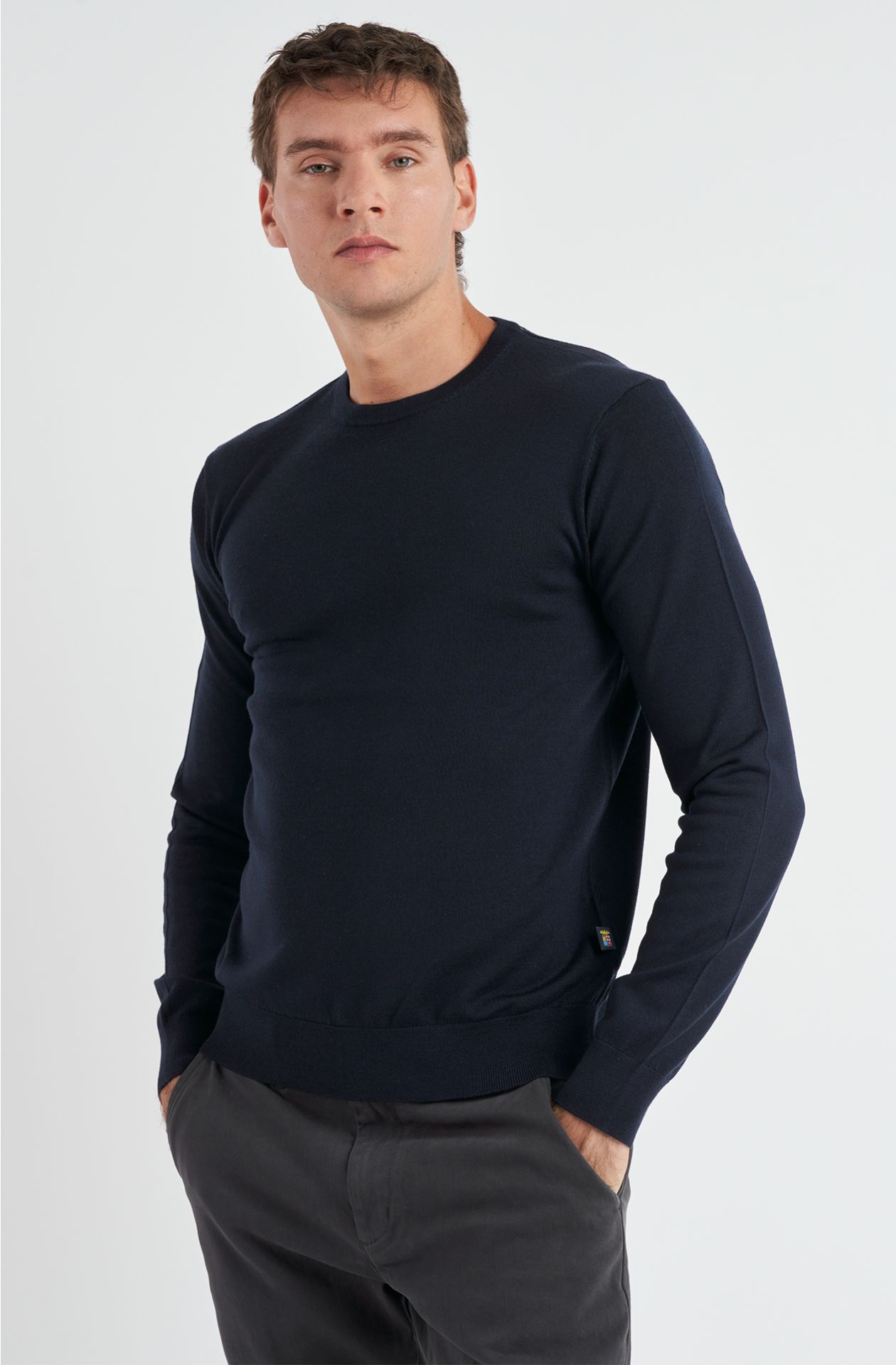 Maglione da uomo in lana merino girocollo