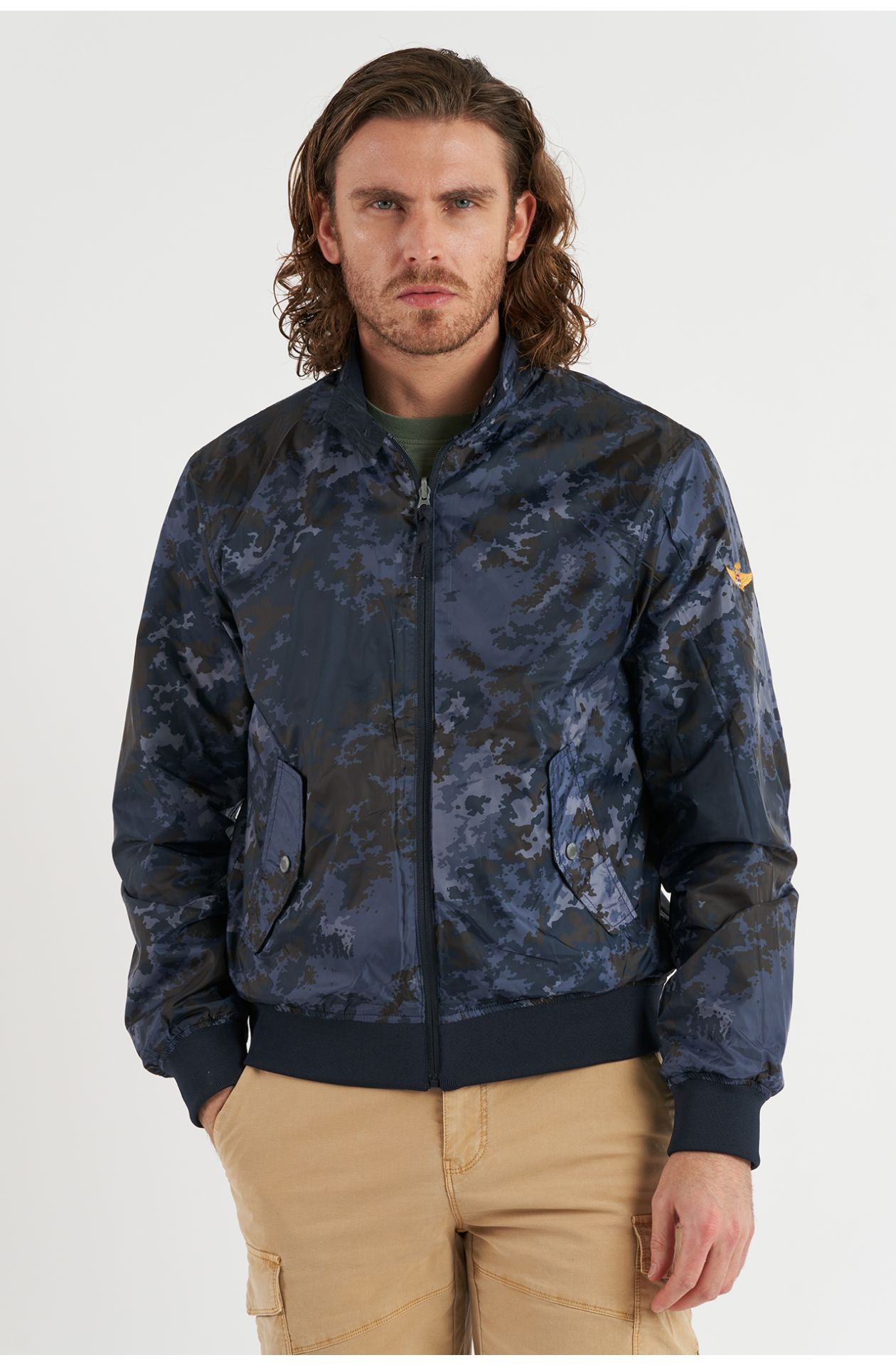 Bomber uomo in nylon reversibile