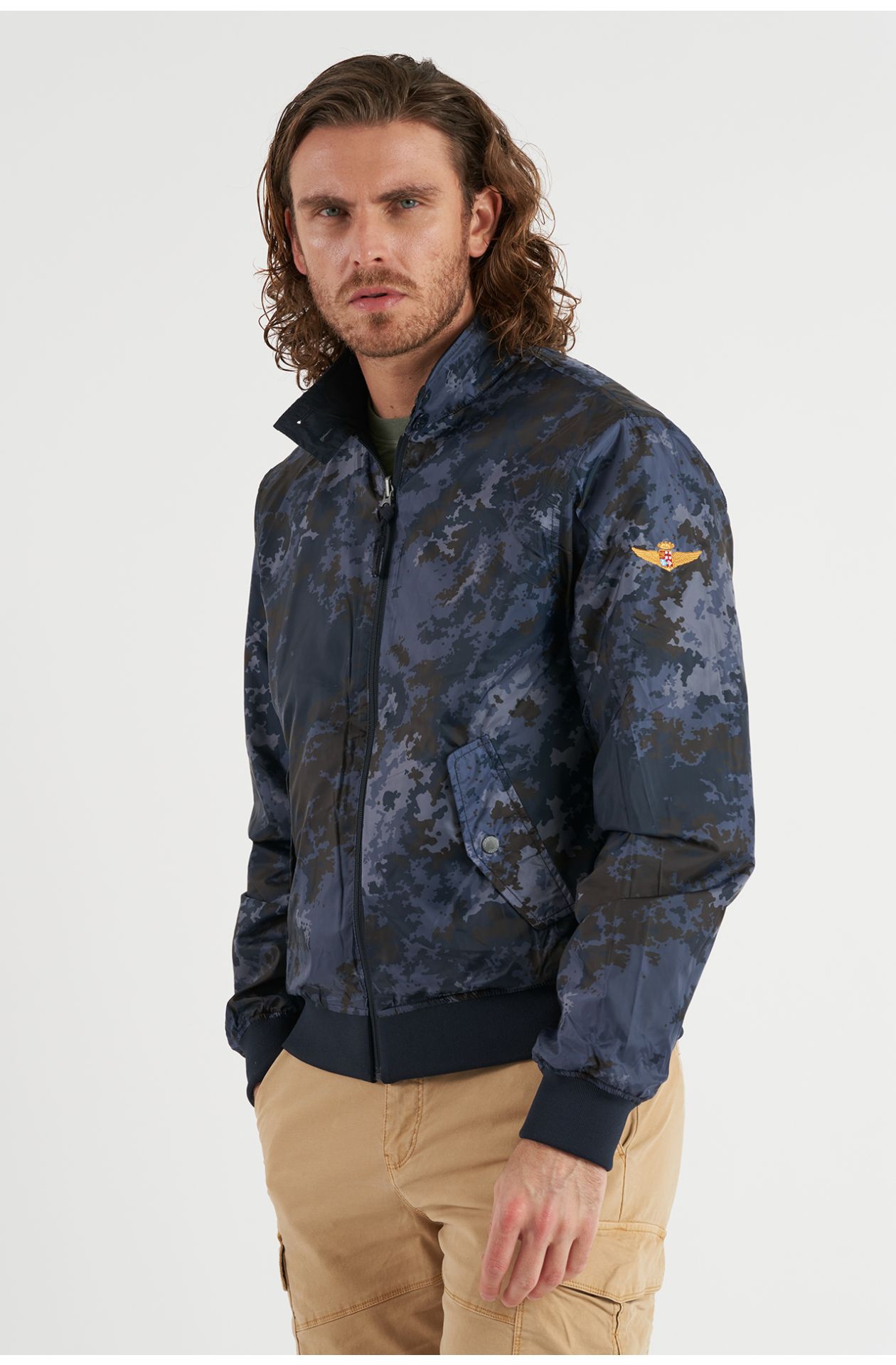Bomber uomo in nylon reversibile