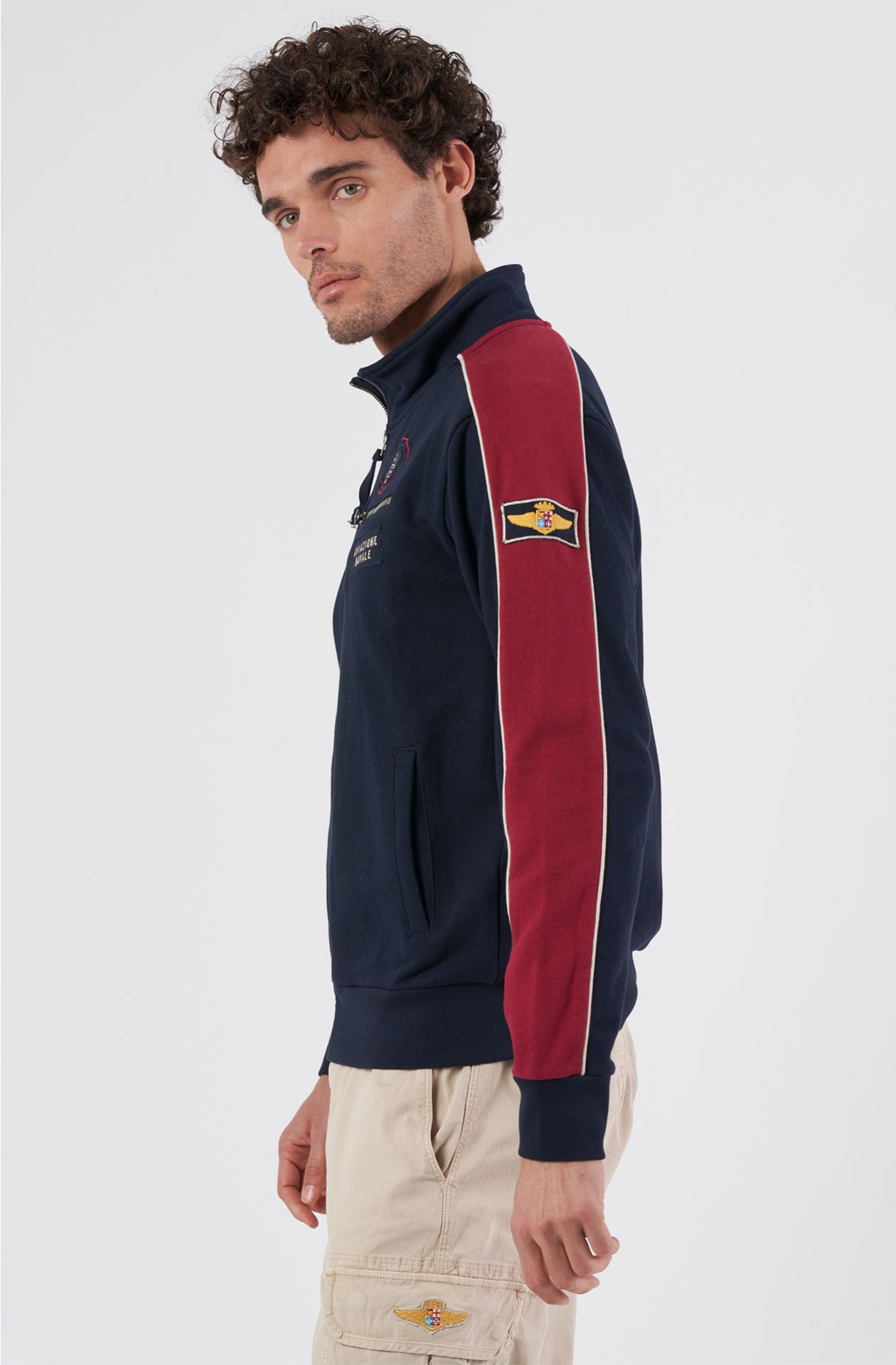 Felpa uomo in cotone reparto volo