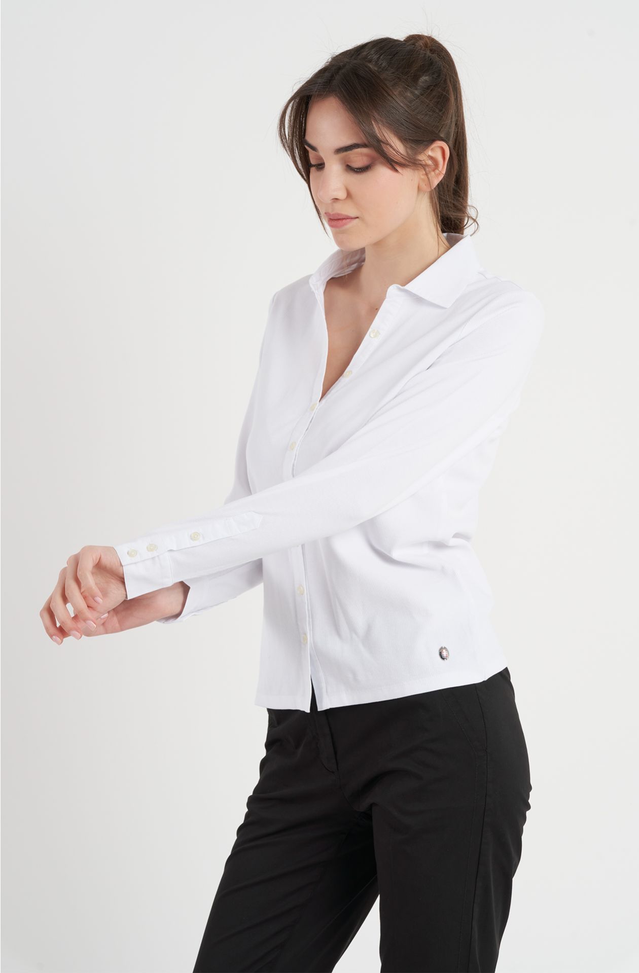 Polo donna in cotone a costina