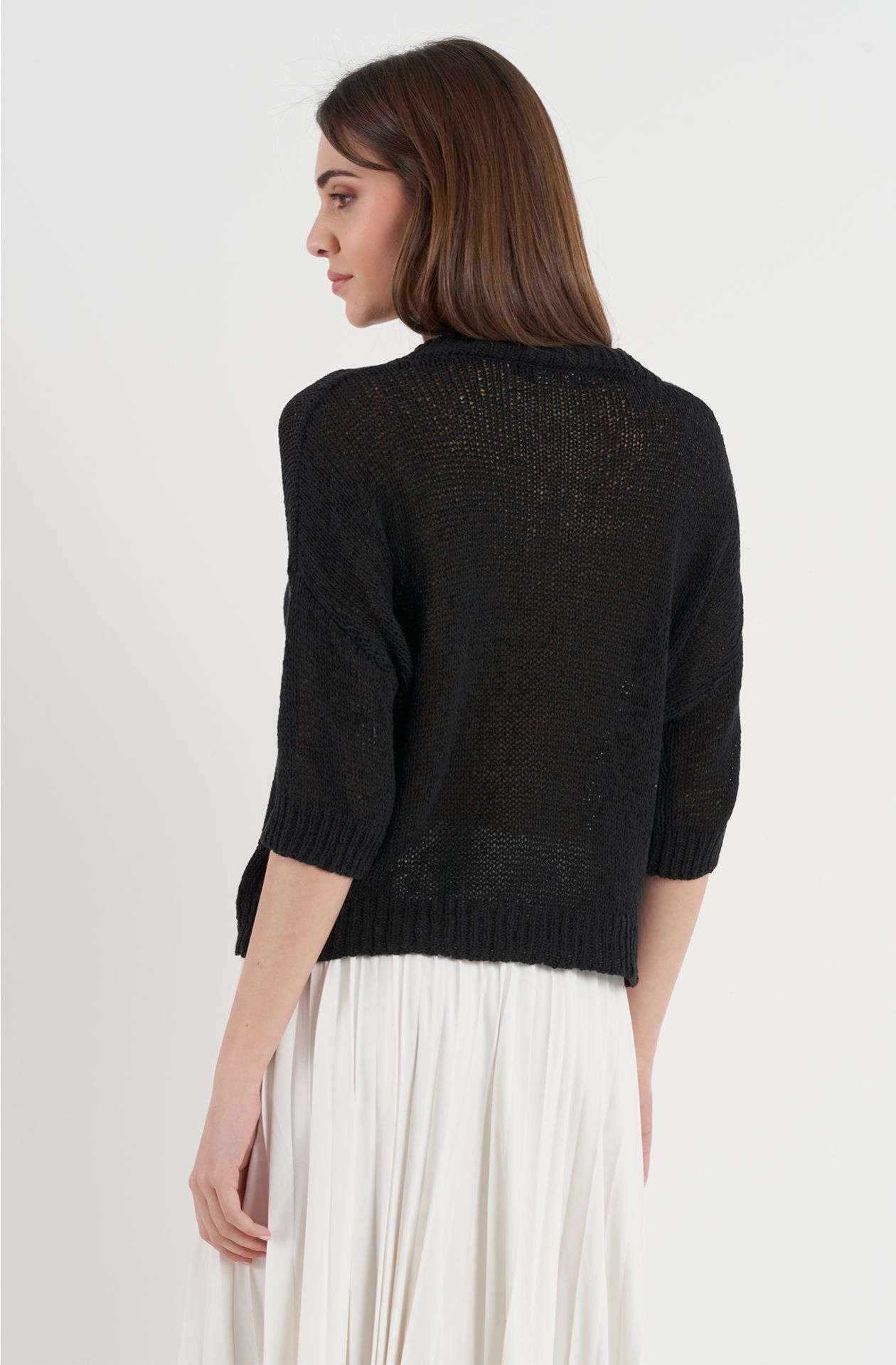 Maglia donna in cotone scollo a V