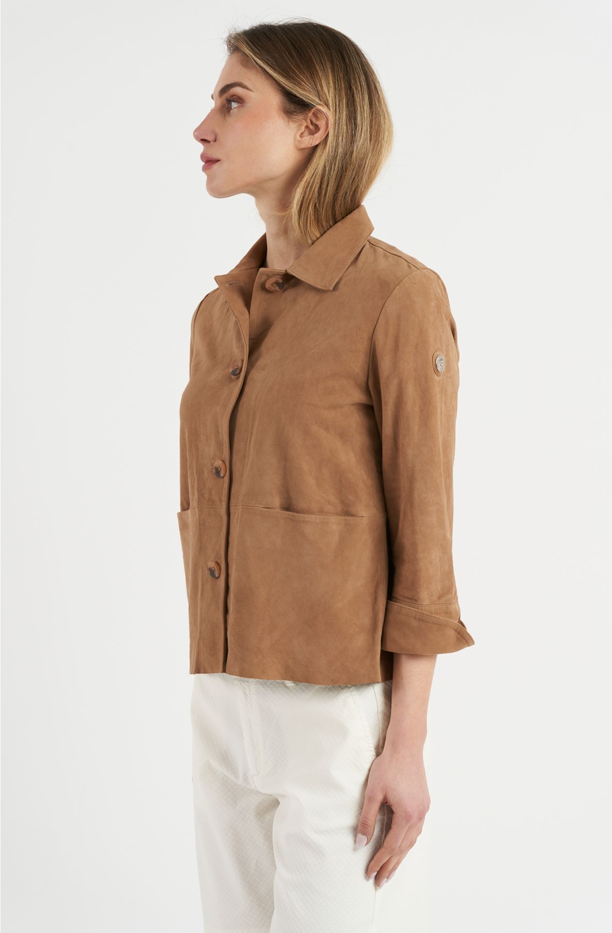 Giacca donna in pelle scamosciata