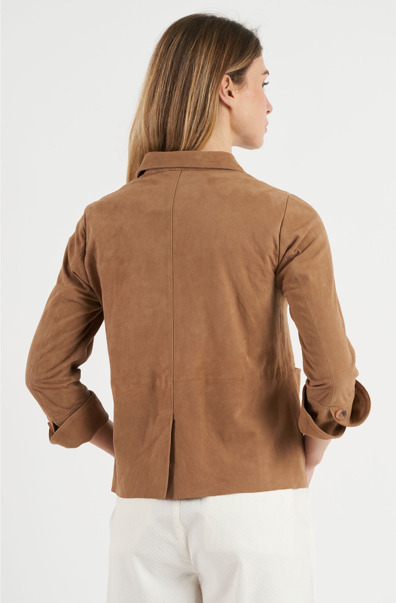 Giacca donna in pelle scamosciata