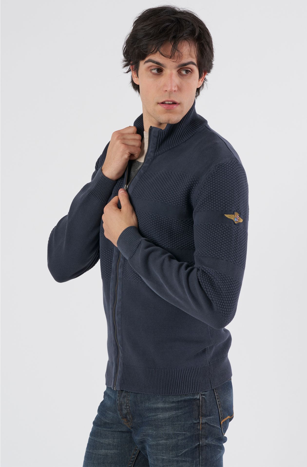 Maglia uomo in cotone full zip