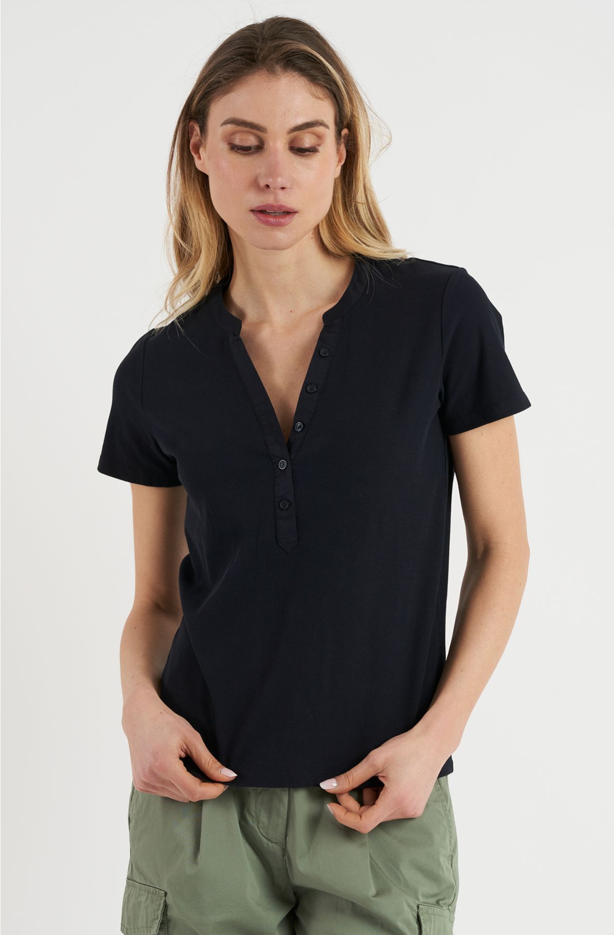 Polo donna in cotone a costina