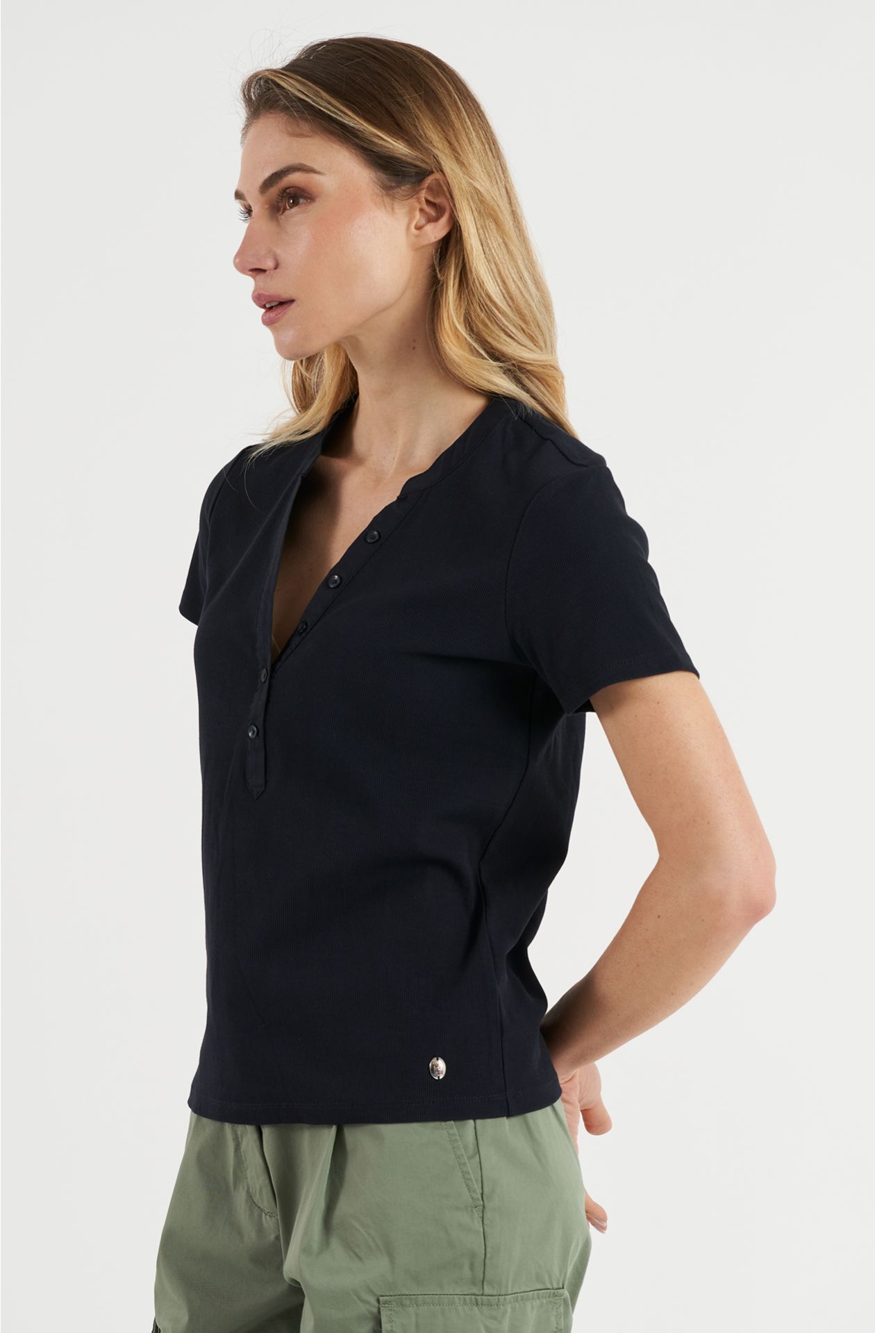 Polo donna in cotone a costina