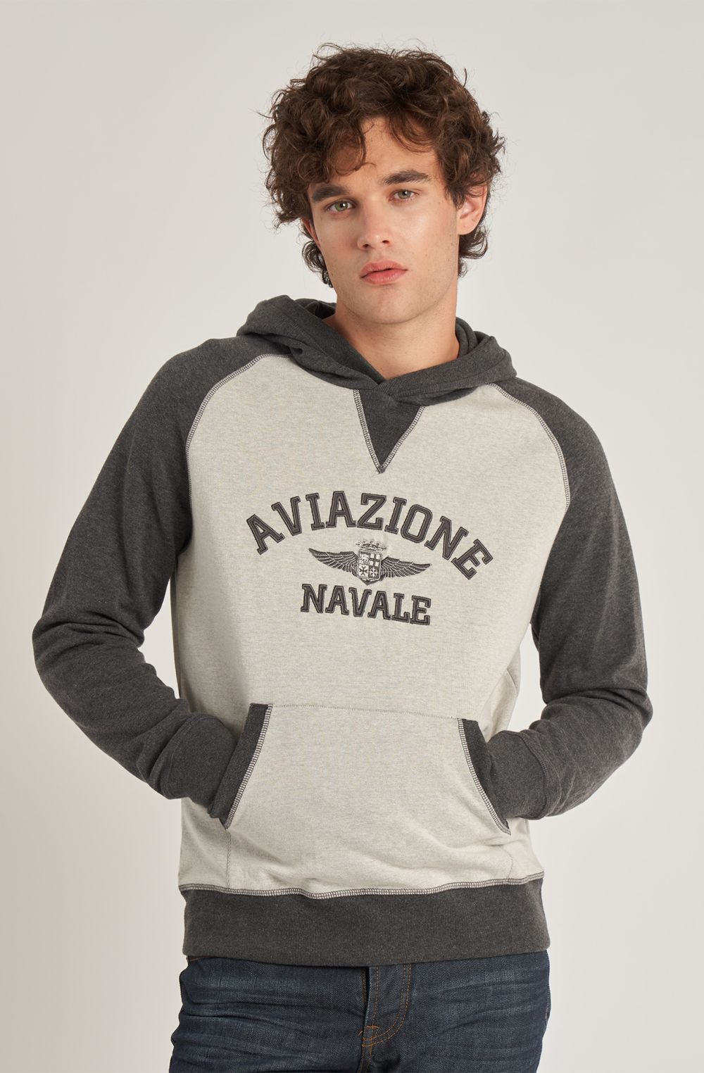 Felpa da uomo Aviazione Navale in cotone con cappuccio