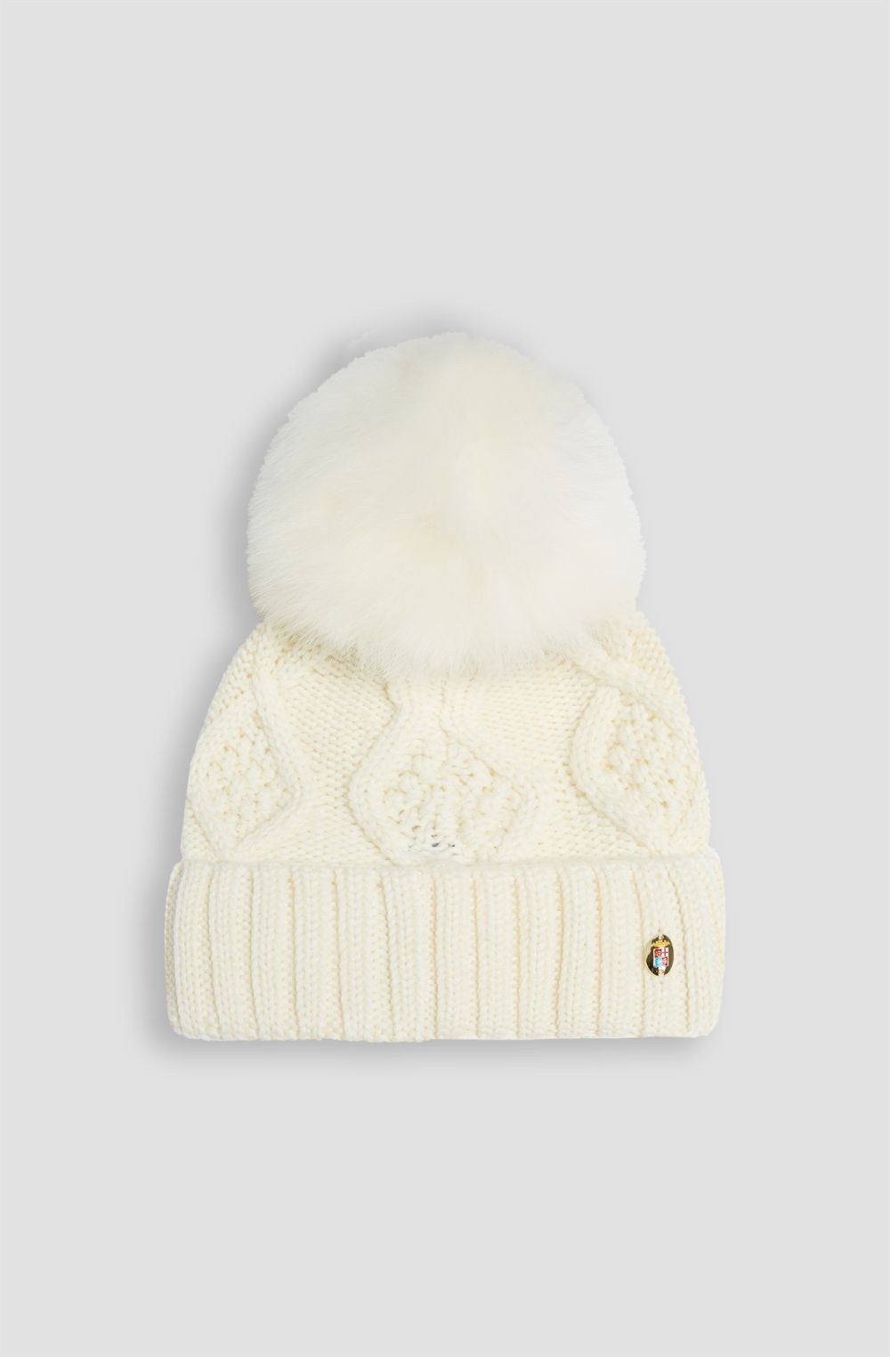 Cappello da donna in misto lana con pon pon