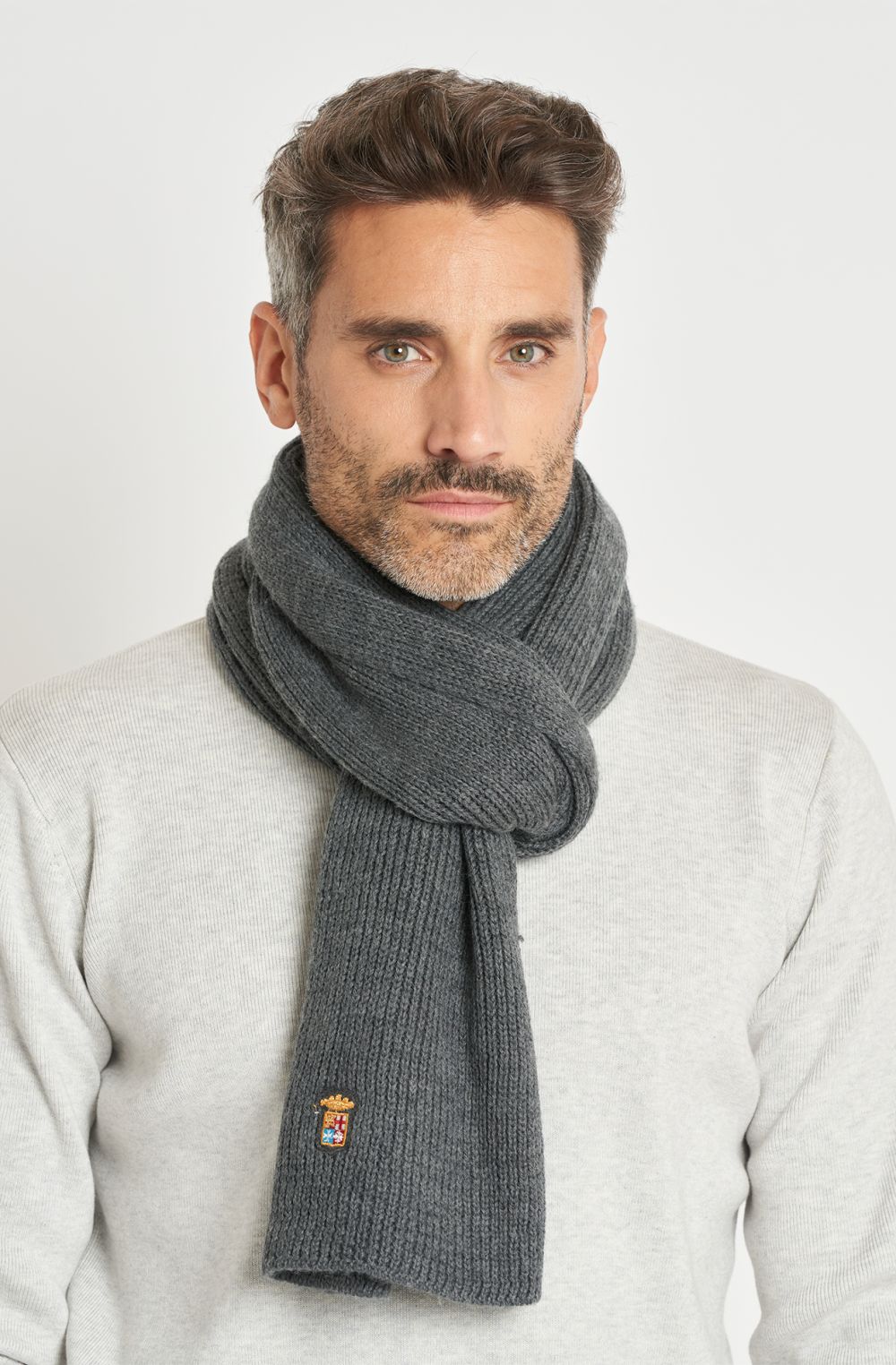 Mixed fabric ribbed men's scarf
