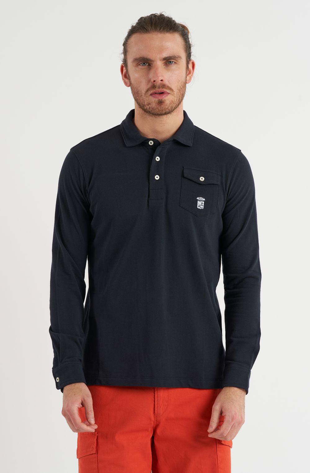 Polo da uomo in cotone piquet manica lunga
