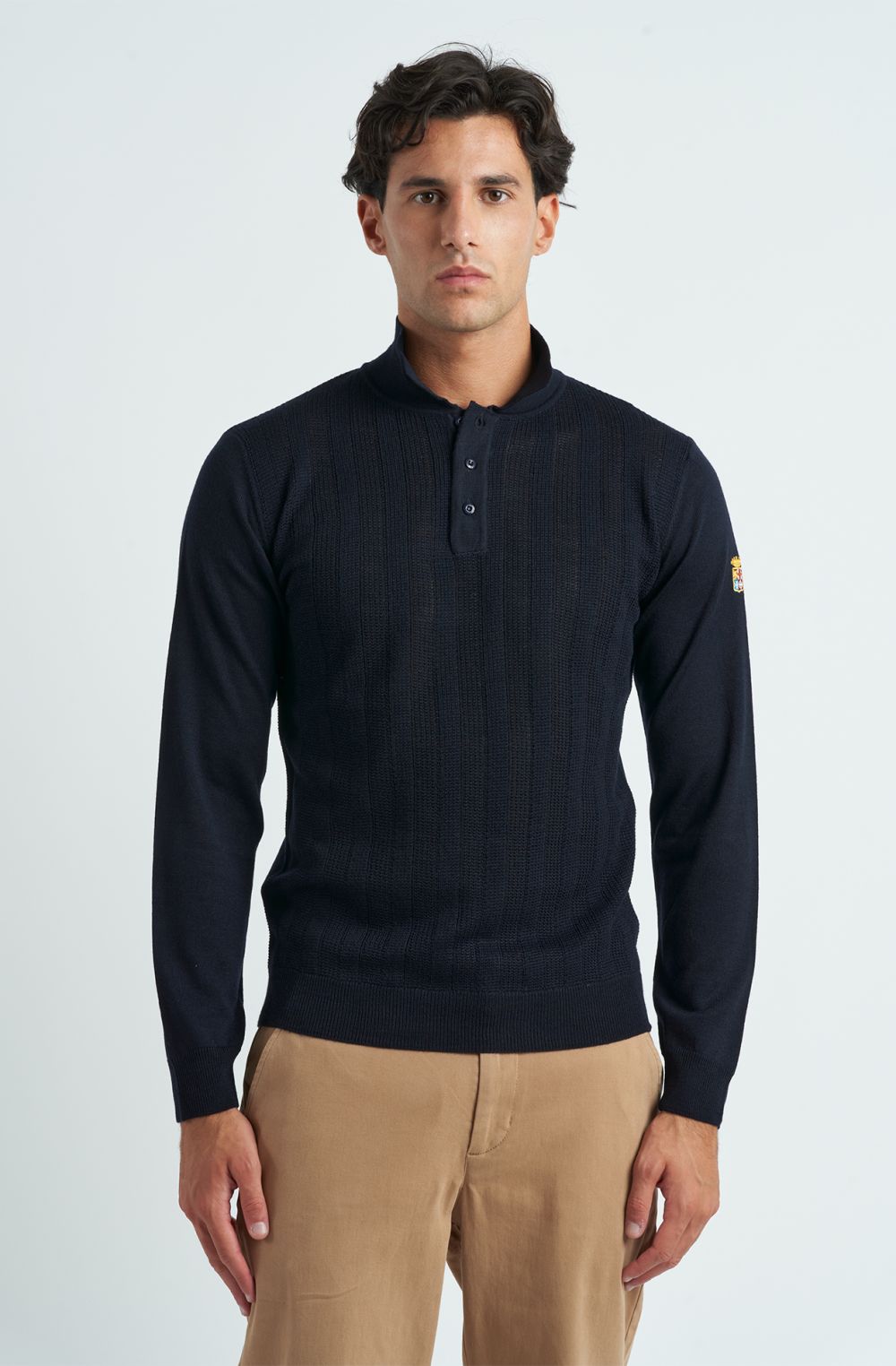 Maglione da uomo in misto lana a polo