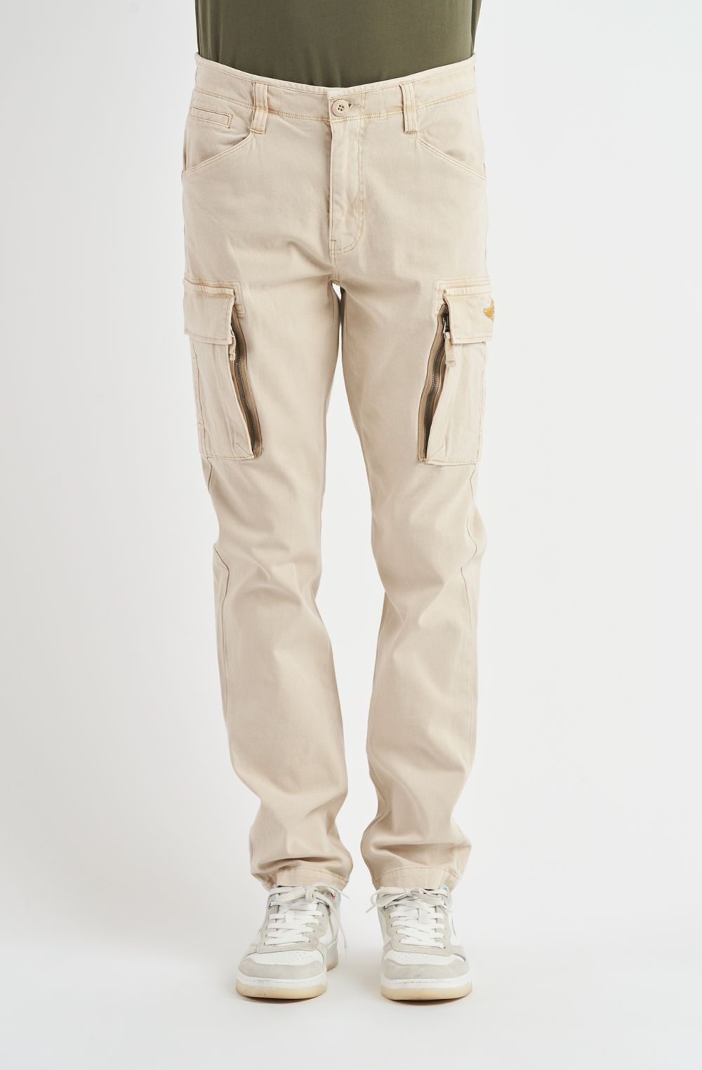 Pantaloni da uomo modello cargo in cotone armaturato elasticizzato