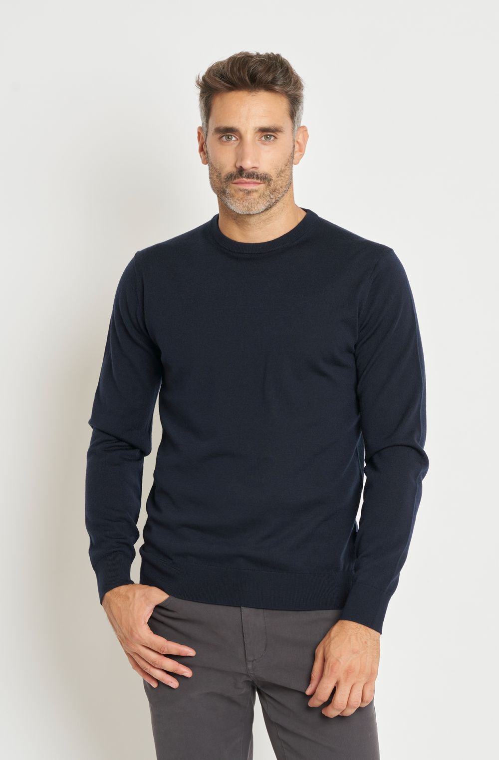 Maglione da uomo in lana merino girocollo