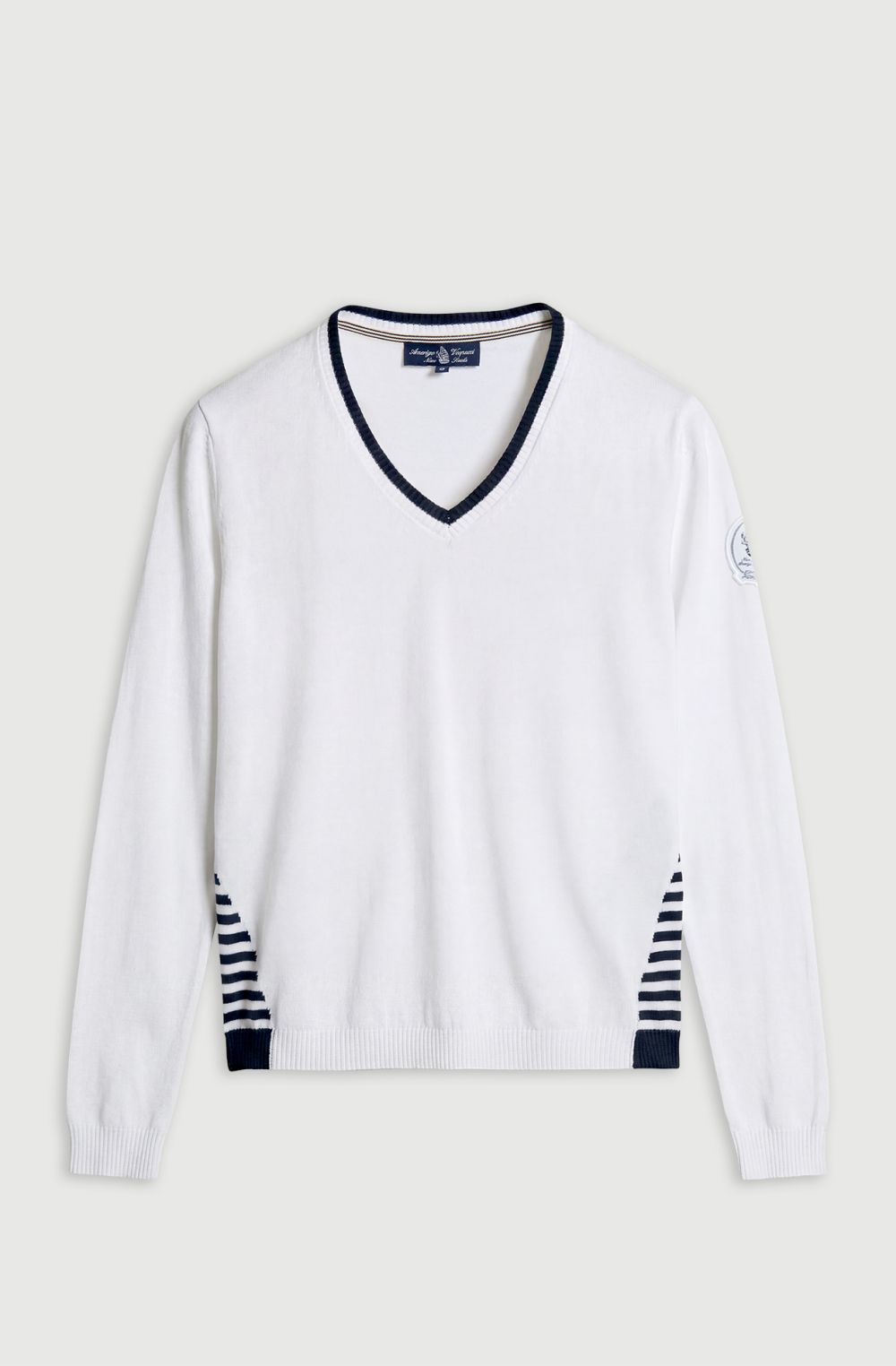 Maglia donna Amerigo Vespucci in cotone con scollo a V in costina