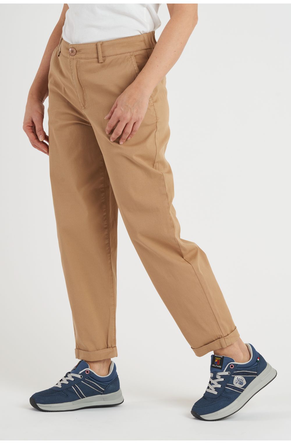 Women's wide-leg cotton chino trousers