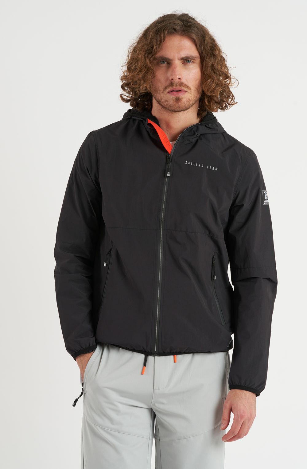 Giubbotto uomo Sailing Team in nylon con cappuccio