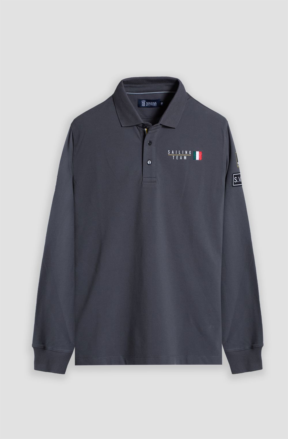 Polo manica lunga uomo Sailing Team in cotone piquet