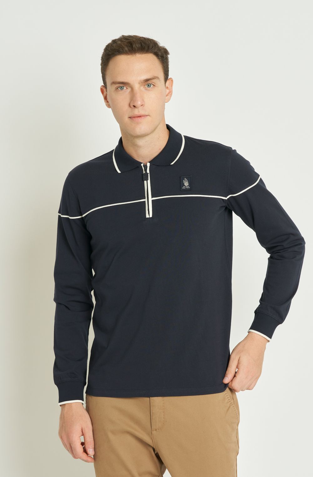 Polo manica lunga uomo Amerigo Vespucci con mezza zip