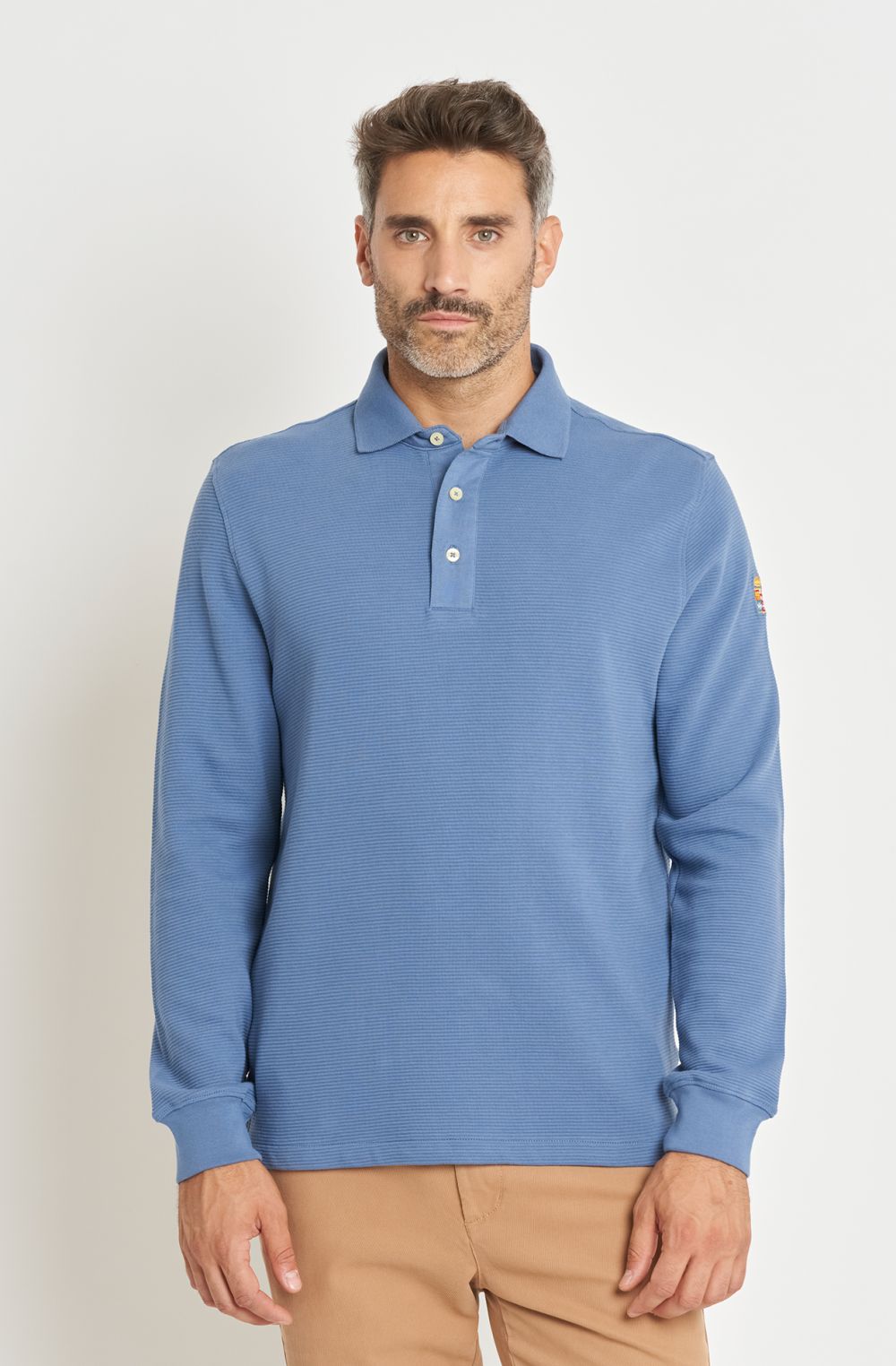 Polo uomo con logo ricamato multicolor