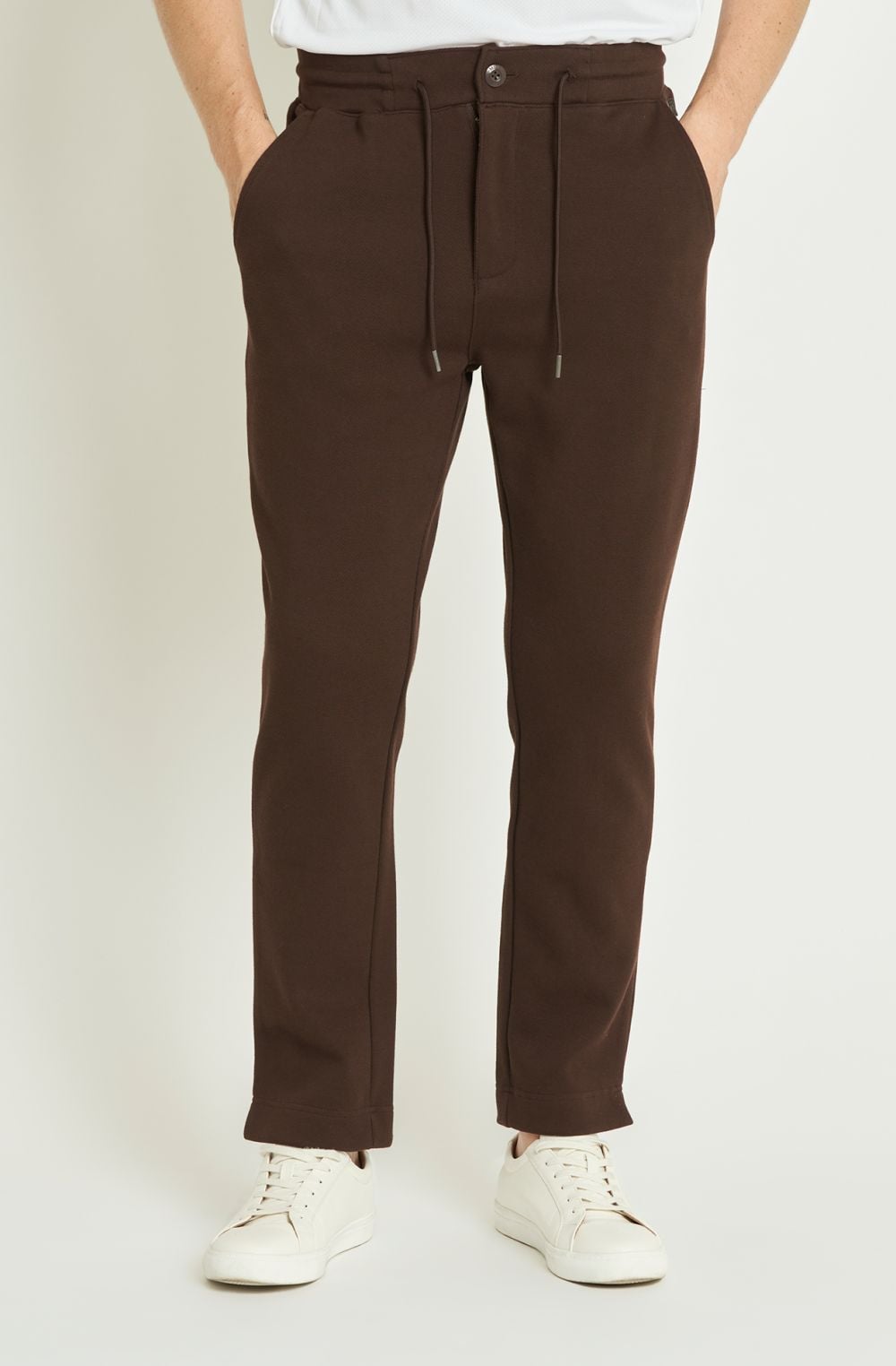 Men's brushed cotton joggers with zip and button