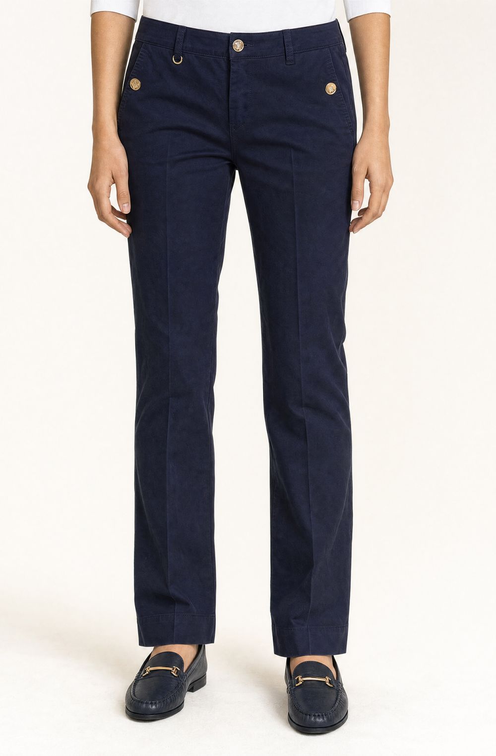 Amerigo Vespucci women's trousers with gold-tone button