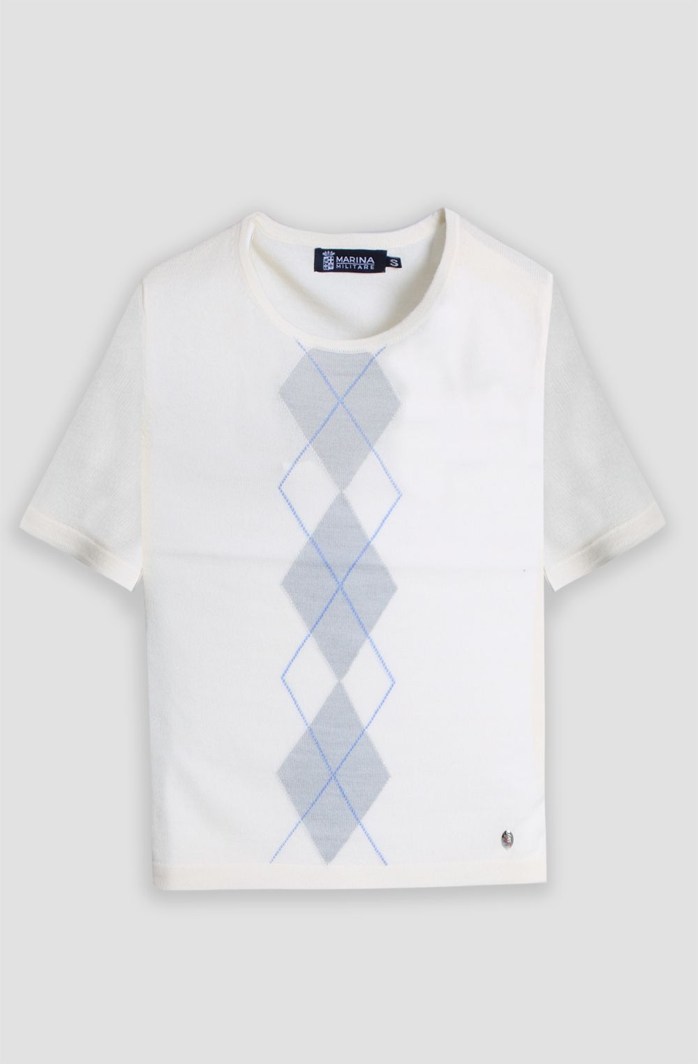 Women's half-sleeve sweater with geometric pattern