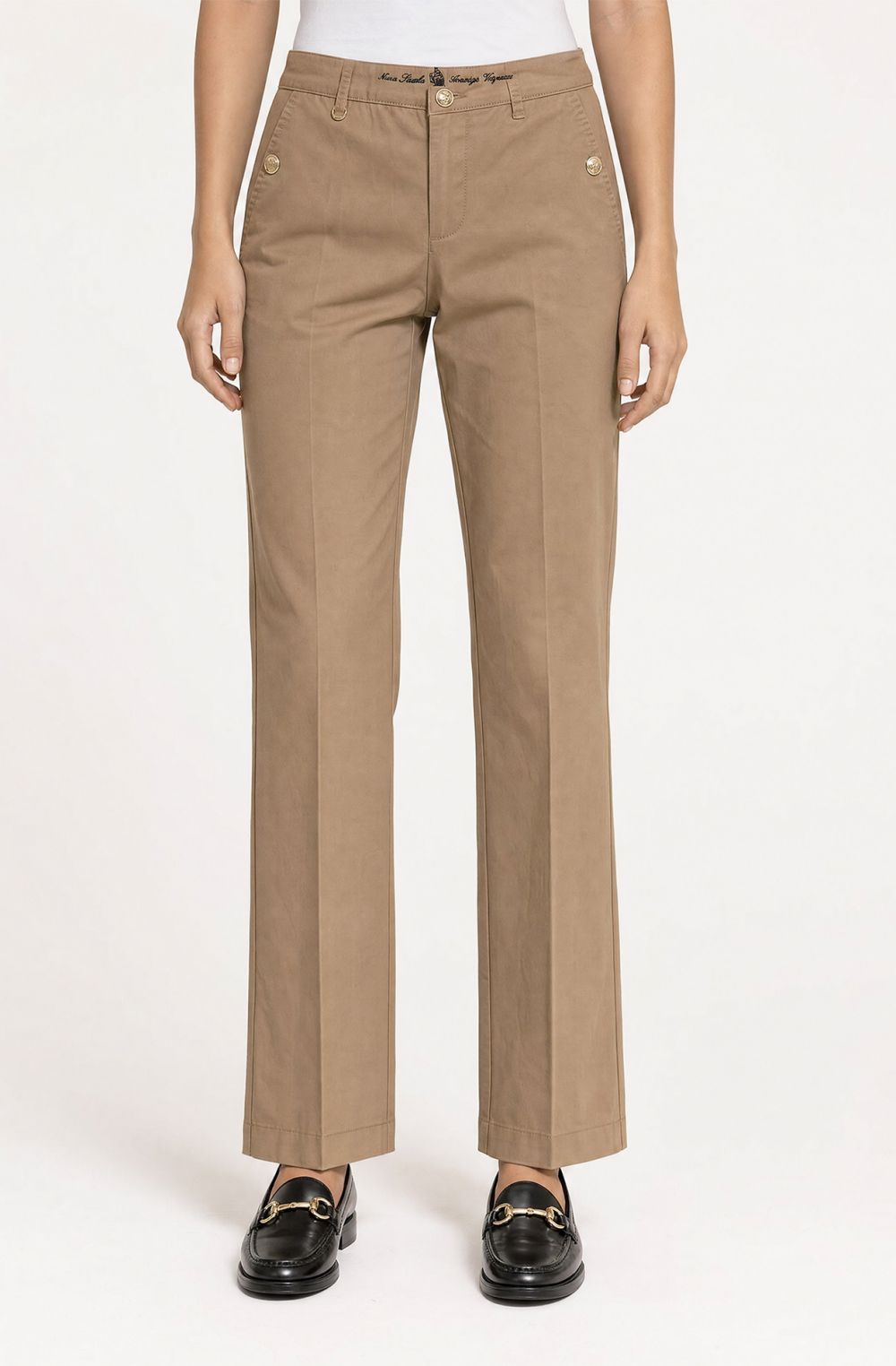Amerigo Vespucci women's trousers with gold-tone button