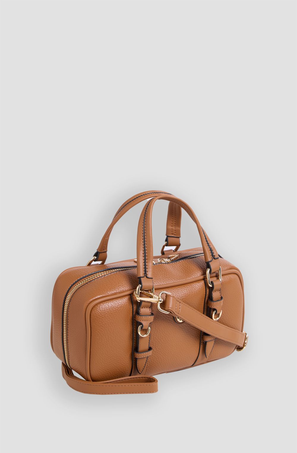 Women's faux leather bowling bag with handles