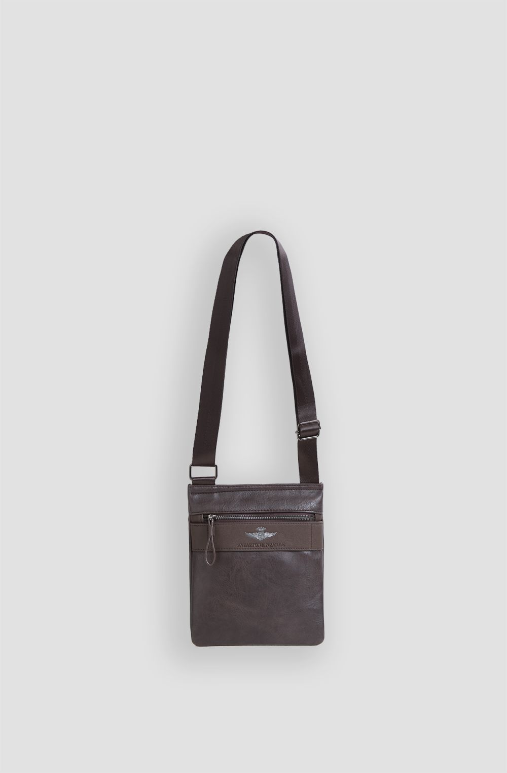 Men's aged faux leather crossbody bag