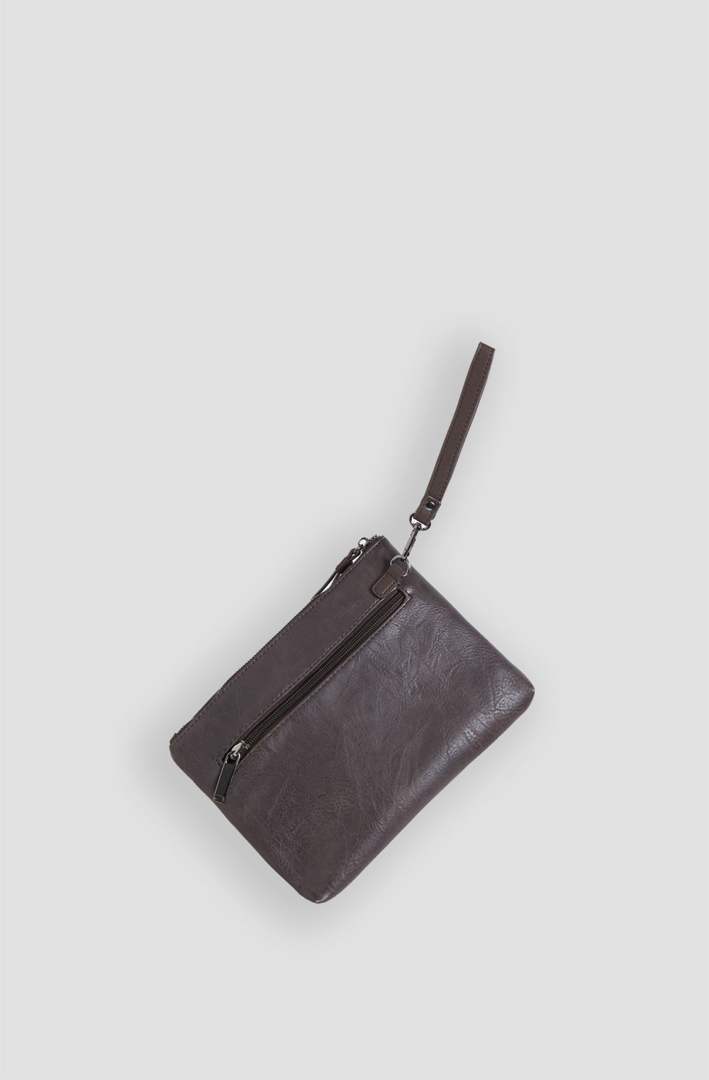 Men's aged faux leather pouch