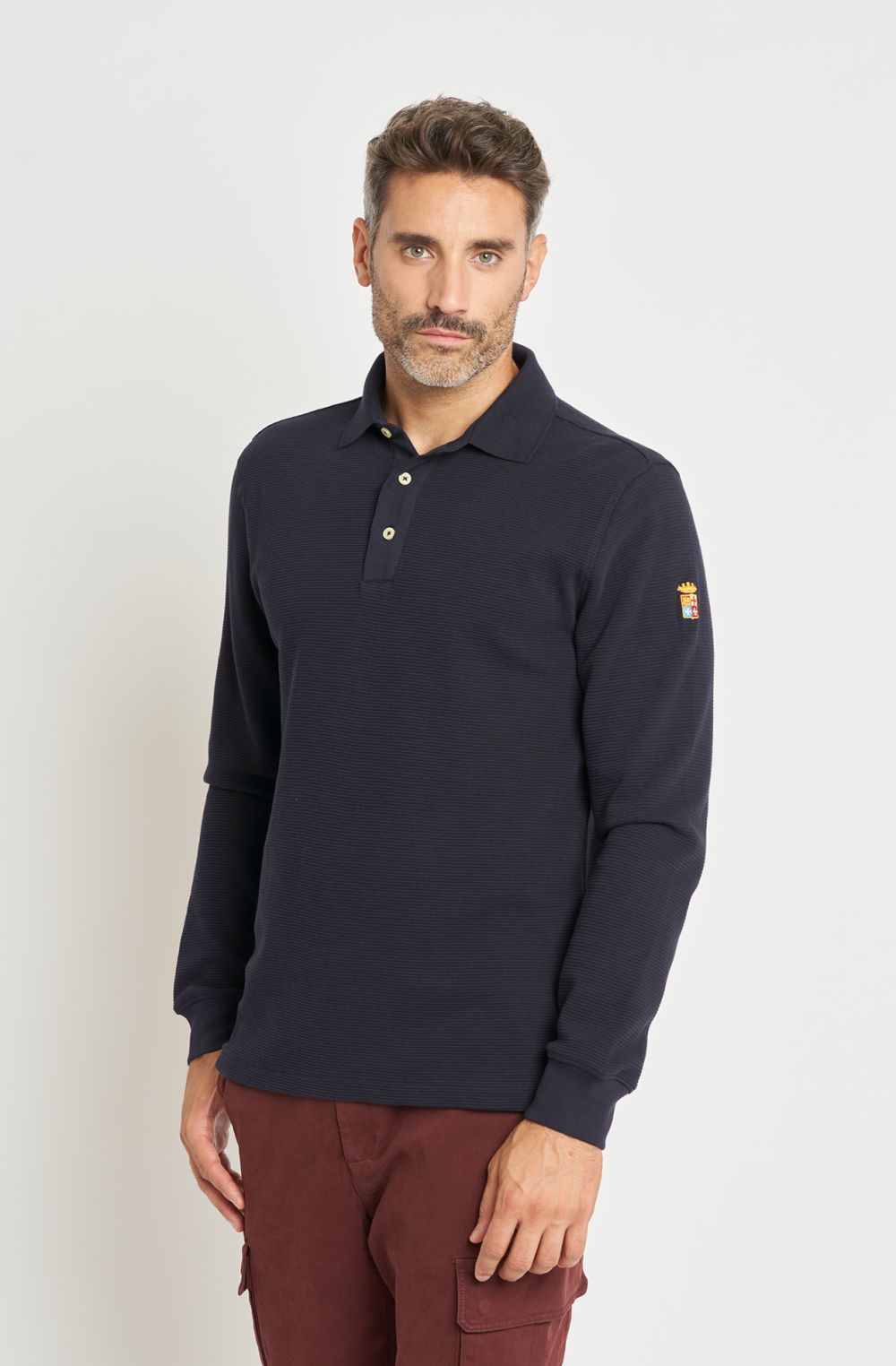 Polo uomo con logo ricamato multicolor