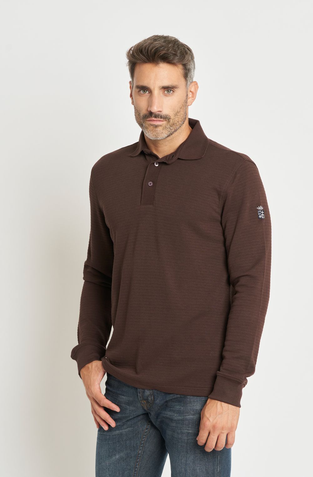 Polo uomo con logo ricamato bicolore