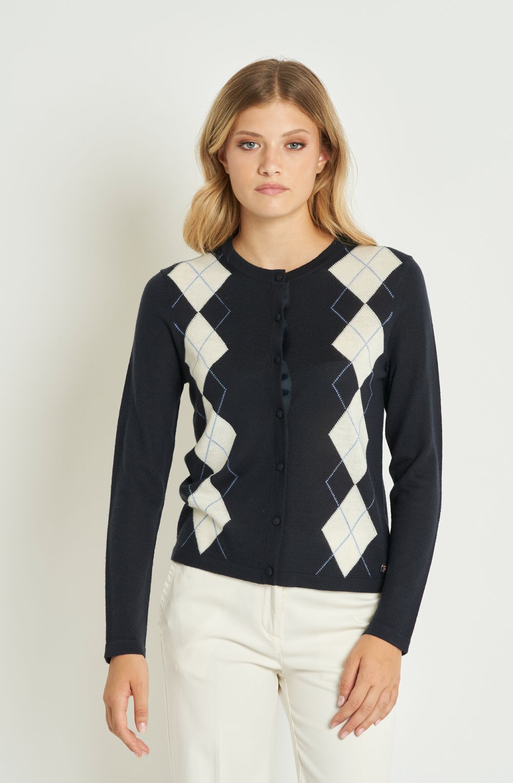 Women's cardigan with geometric pattern