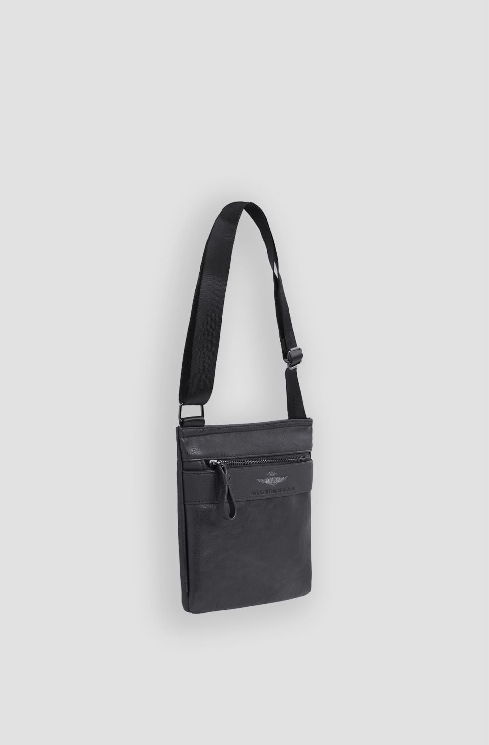 Men's aged faux leather crossbody bag
