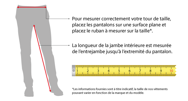 Guide aux tailles Pantalon