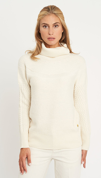 WOOL BLEND COWL NECK SWEATER